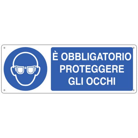 Cartello d'obbligo 35x12,5 cm Cartelli Segnalatori ''E' obbligatorio proteggere gli occhi'' - E1901K